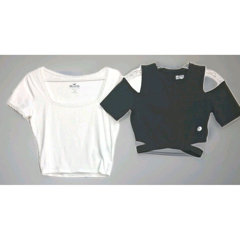 2 Women S Hollister Soft Stretch Baby Tee Slim Fit Crop Tops Summer Festival